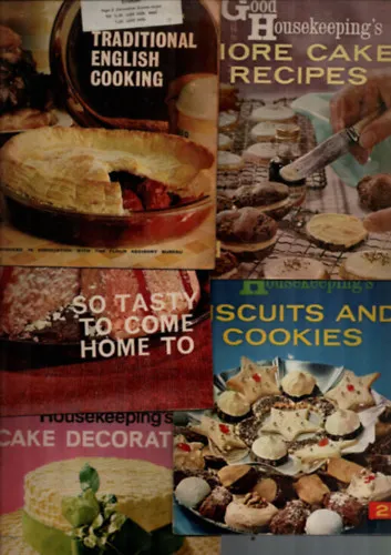 5 db szakácsfüzet egyben: Cake Decorating, More Cake Recipes, Biscuits and Cookies, so Tasty to Come Home to, Traditional English Cooking. Korlátozott ajánlat