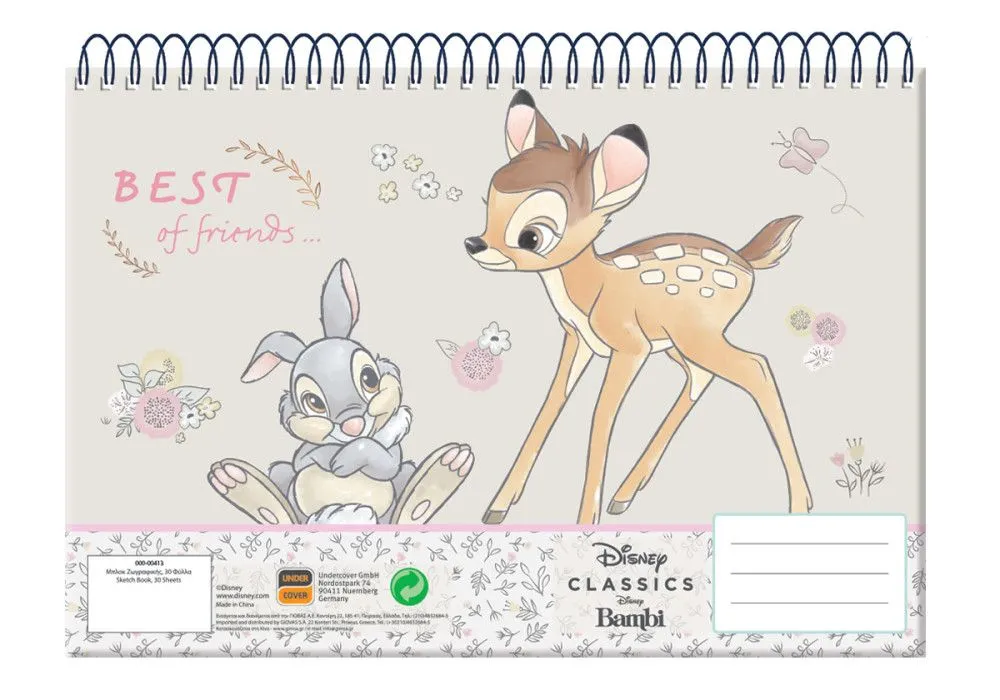 Disney Bambi Friends A/4 spirál vázlatfüzet, 30 lapos Népszerű